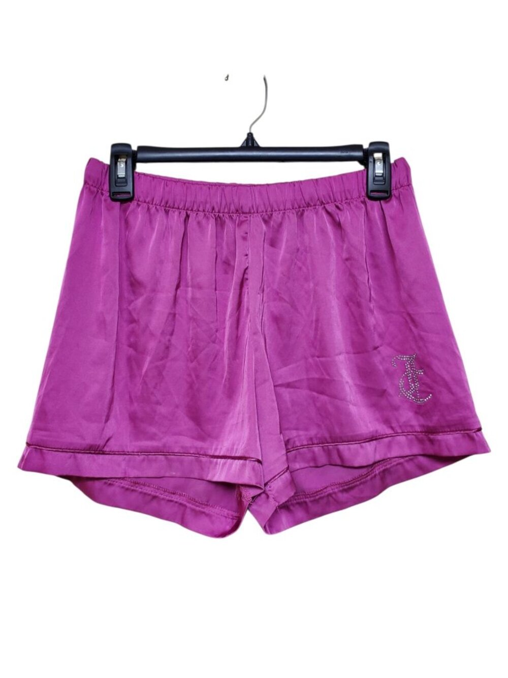 Juicy Couture Sleepwear Junior's Hot Pink Bedazzled Satin PJ Shorts Size M